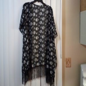 Black Skull duster with fringe at bottom